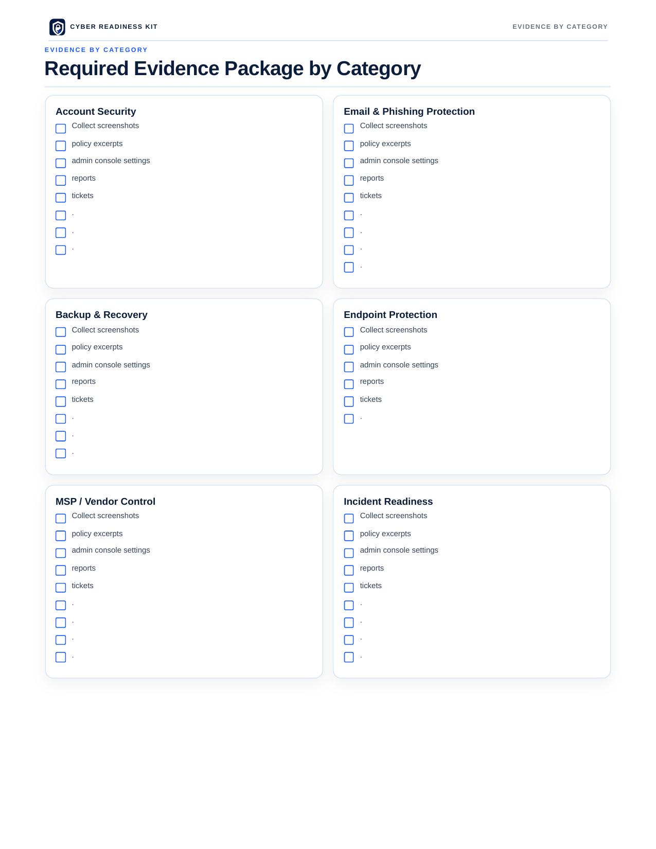 Sample report evidence and verification page